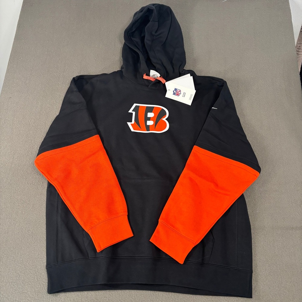 Nike Cincinnati Bengals Hoodie Mens Size XL Black Orange NFL 02F2-51K-9A-87G